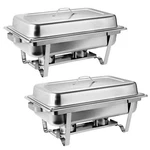 8 Qt Stainless Steel 2 Pack Chafer Dish Water Pan Food Fuel Holder Lid. Fixed Price $54.19.