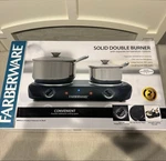 Farberware Solid Double Burner Cookware 1800 Watt Black. Fixed Price $30.00.
