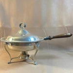 Vintage Gorham Ep YC1582 Silverplate Lidded Chafing Dish Set With Stand & Burner. Fixed Price $57.99.