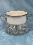 Vintage Chantal Grande Stand Warmer Glass Trivet Germany W/ 2 Cup Pot. Fixed Price $39.99.