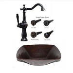 15" Square Copper Vessel Bath Vanity Sink With 13" Orb Clayborne Faucet & Drain. Fixed Price $349.95.