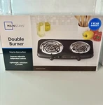 Mainstays Double Burner 120V 1800W Portable Easy To Cook Elegant Classic. Fixed Price $30.00.