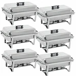6PCS Stainless Steel Chafing Dish Buffet Trays Chafer Set Kitchenware 8QT. Fixed Price $167.58.