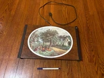 Vintage Autumn Currier & Ives Warm-o-matic Hot Plate Warming Tray Holiday. Fixed Price $17.99.