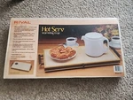 Vintage Rival Hot Serv Warming Tray 607 Electric Enamel Wood Handles Originalbox. Fixed Price $25.00.