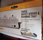 New Bella Triple Buffet Server And Warming Tray 3- 1.4 Liter Chafing Dishes. Fixed Price $34.97.
