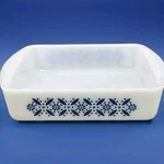 Vtg Glasbake Baking Dish Square Blue Retro Mcm Floral Pattern 9.5" J-247 J247. Fixed Price $24.99.