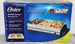 Oster Buffet Server With Warmer 3 Trays Lids 2.5 Quart Stainless New. Fixed Price $49.99.