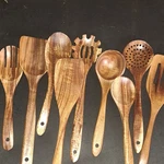 Zulay 9-PIECE Wooden Cooking Utensil Set, Spoons, Spatulas, Pasta Server. Fixed Price $25.00.
