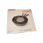 Cooks Cast Iron Skillet Set 3-PACK Pre-seasoned. Fixed Price $32.00.