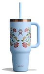 Travel Tumbler 40 Oz Insulated Stainless Steel Handle Western Light Blue Hydro. Fixed Price $46.99.