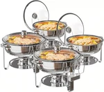 2/4PACK Stainless Steel Round Chafing Dish Buffet Set W/lid Holder And Glass. Fixed Price $99.99.