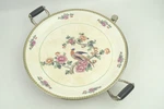 Antique Porcelain Warming Plate Copper Brass Hot Water Decorated Top 12". Fixed Price $69.99.