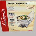 Sunbeam Chaffing Dish 2 Qt Stainless Steel Glass Lid Fuel Holder Cottagecore. Fixed Price $19.99.