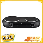 Mainstays Double Burner, 1800 W, Black Electric Cooktop, Each, Assembled Produ. Fixed Price $35.67.