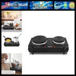 Elite Gourmet EDB-302BF Countertop Double Cast Iron Burner, 1500 Watts Electric. Fixed Price $47.99.