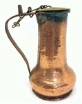 Antique Old Hammered Copper Brass Pitcher Jug With Handle Top Metal. Fixed Price $76.00.