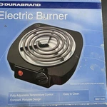 Durabrand Electric Burner SBS110-B Black Single Plug-in Portable Hot Plate 1100W. Fixed Price $14.88.