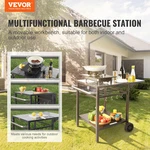 Outdoor Grill Dining Cart Double Shelf Portable Bbq Food Prep. Fixed Price $112.99.