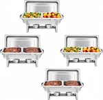 4 Pack Chafing Dishes Buffet With 8 Pans Catering Food Warmers Stainless Steel. Fixed Price $124.88.