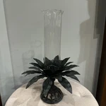 Cast Iron Metal Flower Hurricane Candle Holder 16 Tall. Fixed Price $29.99.