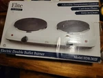 Elite By Maximatic Electric Double Buffet Burner Model EDB-302F. Fixed Price $25.00.