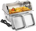 Electric 9 Qt Chafing Dish Buffet Set, Nsf Stainless Steel Roll Top Food Warmer. Fixed Price $105.99.