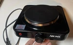 Aroma Housewares AHP-303 Metal Hot Plate Single Burner Black. Fixed Price $12.99.