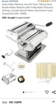 Mztogr Pasta Maker Machine Set Of 6 Piece 150MM Steel Noodle Wi.... Fixed Price $40.00.