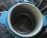 Blue Floral Electric Pressure Cooker With Locking Lid, Inner Pot, Steam Cooking. Fixed Price $25.00.